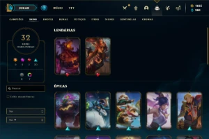 Conta platina 4 com 80 Champs e 32 Skins + 1600 RP - League of Legends LOL