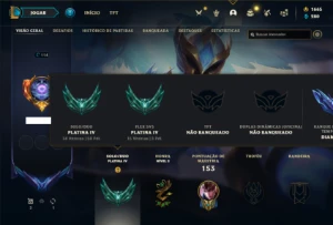 Conta platina 4 com 80 Champs e 32 Skins + 1600 RP - League of Legends LOL