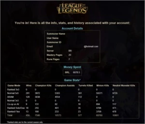 Conta League Of Legends 631 Skins LOL