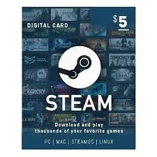 Gift Card para Steam de R$ 25 reais / 5 dólares - Gift Cards
