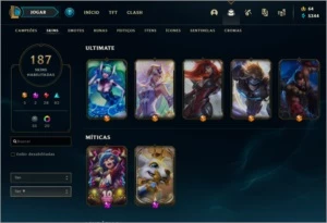 Conta Unranked League of Legends, 187 skins LOL
