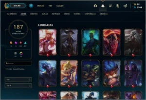 Conta Unranked League of Legends, 187 skins LOL