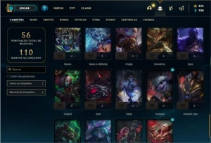 Conta prata 4 com 54 Champs e 28 Skins + 18 Espolios - League of Legends LOL