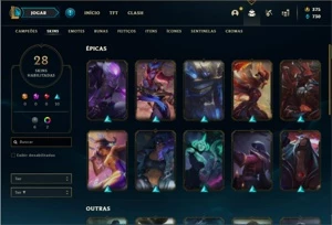 Conta prata 4 com 54 Champs e 28 Skins + 18 Espolios - League of Legends LOL