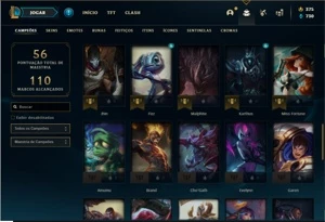 Conta prata 4 com 54 Champs e 28 Skins + 18 Espolios - League of Legends LOL