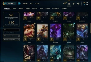 Conta prata 4 com 54 Champs e 28 Skins + 18 Espolios - League of Legends LOL