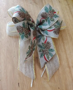 Laço Rústico de Natal - Estampa Pinha - Artesanato e Personalizados
