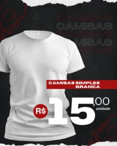 Camisa Simples Masculina, Lisa Na Cor Branca Tam P Ao Xg - Produtos Físicos