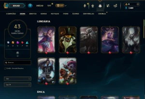 Unranked com 80 Champs e 43 Skins + 15 Fragmentos - League of Legends LOL