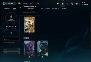 Conta Platina 4 com 27 Champs e 6 Skin + 1 Prestigio do Fizz - League of Legends LOL