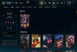 Ferro 1 com 150 Champs e 127 Skins + 2500 RP - League of Legends LOL