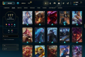 Ferro 1 com 150 Champs e 127 Skins + 2500 RP - League of Legends LOL