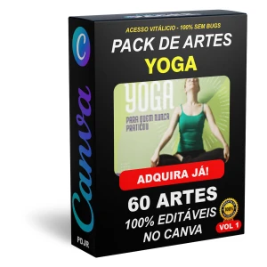 Pack Canva Yoga Vol 1 - 60 Artes Editáveis - Serviços Digitais