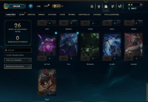 Ouro 1 com 50 Champs e 4 Skins - League of Legends LOL