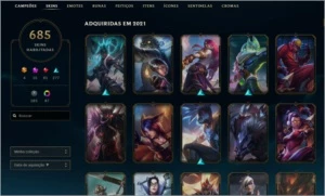 Conta LOL platina 3, Lvl 486, 685 skins e all champs. - League of Legends