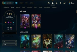 Conta Unranked com TODOS os champs e 149 Skins + 31 Cromas - League of Legends LOL