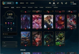 Conta Unranked com TODOS os champs e 149 Skins + 31 Cromas - League of Legends LOL