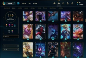 Conta Unranked com TODOS os champs e 149 Skins + 31 Cromas - League of Legends LOL