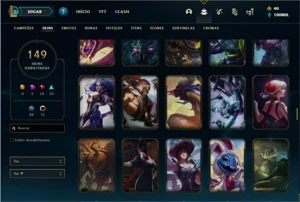 Conta Unranked com TODOS os champs e 149 Skins + 31 Cromas - League of Legends LOL