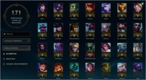 League of Legends com 128 skins e 90 champions, nivel 37 LOL