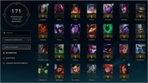League of Legends com 128 skins e 90 champions, nivel 37 LOL