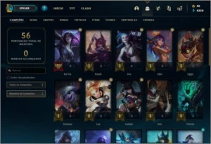 Conta DIAMANTE 4 com 60% de win rate, 4 skins e 32 champs - League of Legends LOL