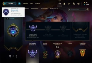 Conta DIAMANTE 4 com 60% de win rate, 4 skins e 32 champs - League of Legends LOL