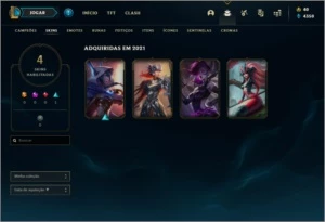 Conta DIAMANTE 4 com 60% de win rate, 4 skins e 32 champs - League of Legends LOL