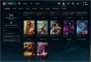 Conta DIAMANTE 4 com 60% de win rate, 4 skins e 32 champs - League of Legends LOL