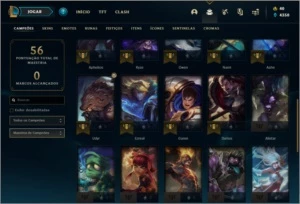 Conta DIAMANTE 4 com 60% de win rate, 4 skins e 32 champs - League of Legends LOL