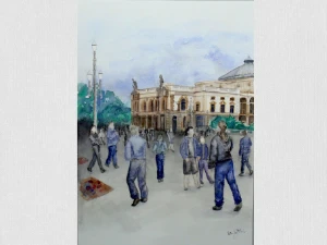 Aquarela Original Sampa Teatro A3 - Sem Moldura