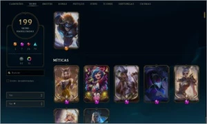 Conta lol 110 champs, 199 skins, unranked level 303 - League of Legends