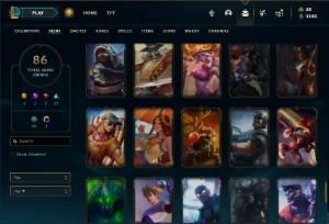 Unranked com 115 Champs e 86 Skins - League of Legends LOL