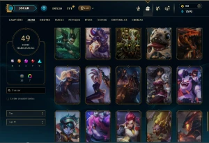 Platina 1 com 90 Champs e 49 Skins ( ADC / TOP / MID / JG ) - League of Legends LOL