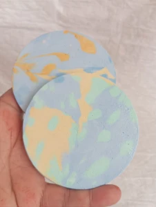 Kit Bandeja e 2 Porta-Copos em Cimento Branco - Artesanato e Personalizados