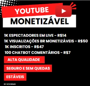 1K Espectadores Live Youtube R$14 - Redes Sociais