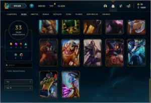 Conta DIAMANTE 1 com 33 skins e 50 champs - League of Legends LOL