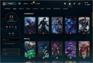 Conta DIAMANTE 1 com 33 skins e 50 champs - League of Legends LOL