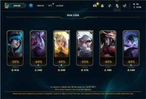 Conta prata 4 com 80 Champs e 39 Skins - League of Legends LOL