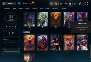 Conta Unranked com 53 Champs e 32 Skins + 2 Fragmentos - League of Legends LOL