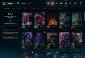 Conta Unranked com 53 Champs e 32 Skins + 2 Fragmentos - League of Legends LOL