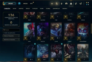 Conta Unranked com 53 Champs e 32 Skins + 2 Fragmentos - League of Legends LOL