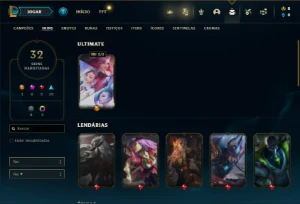 Conta Unranked com 53 Champs e 32 Skins + 2 Fragmentos - League of Legends LOL