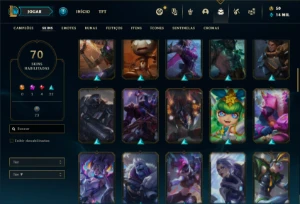 Conta bronze 1 com 140 Champs e 70 Skins + Prestigio do ZED - League of Legends LOL