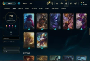 Conta bronze 1 com 140 Champs e 70 Skins + Prestigio do ZED - League of Legends LOL