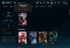 Conta bronze 1 com 140 Champs e 70 Skins + Prestigio do ZED - League of Legends LOL