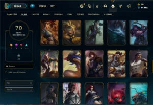 Conta bronze 1 com 140 Champs e 70 Skins + Prestigio do ZED - League of Legends LOL