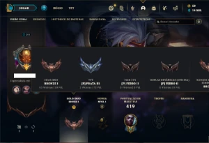 Conta bronze 1 com 140 Champs e 70 Skins + Prestigio do ZED - League of Legends LOL