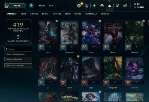 Conta bronze 1 com 140 Champs e 70 Skins + Prestigio do ZED - League of Legends LOL