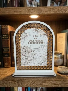 Placa Decorativa de MDF Deus Restaura - 2 Reis 6:6